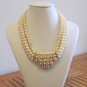 Vintage Faux Pearl Statement Necklace